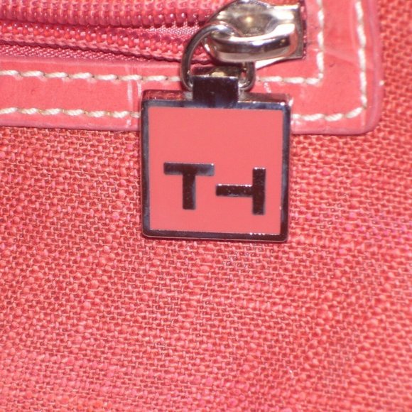 Tommy Hilfiger T H Orange Canvas Handbag Purse - Picture 1 of 8